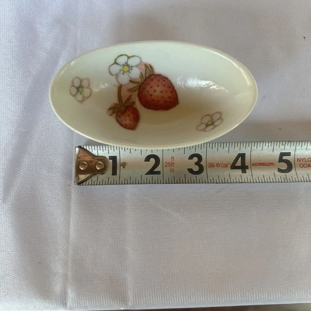 Crate & Barrel Strawberry Oval Dipping Bowl Ceramic Appetizer Dish